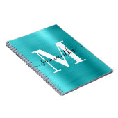 Schwarz-Weiß-Monogramm-Türkisblau Notizblock (Rechte Seite)