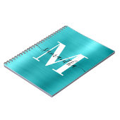 Schwarz-Weiß-Monogramm-Türkisblau Notizblock (Linke Seite)