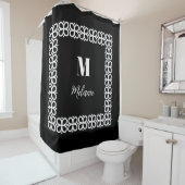 Schwarz-Weiß-Monogramm und Name-Elegant Duschvorhang (Beispiel)