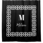Schwarz-Weiß-Monogramm und Name-Elegant Duschvorhang (Vorderseite)