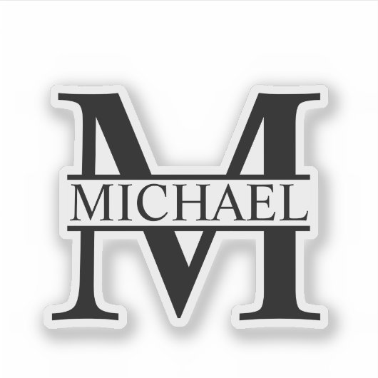 Schwarz-Weiß-Monogramm und Personalisierte Bezeich Aufkleber (Vorderseite)