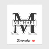 Schwarz-Weiß-Monogramm und Personalisierte Bezeich Aufkleber (Blatt)