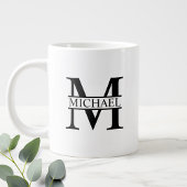 Schwarz-Weiß-Monogramm und Personalisierte Bezeich Jumbo-Tasse