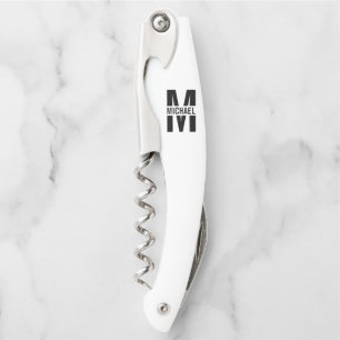 Schwarz-Weiß-Monogramm und Personalisierte Bezeich Kellnermesser