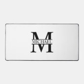 Schwarz-Weiß-Monogramm und Personalisierte Bezeich Schreibtischunterlage (Vorderseite)