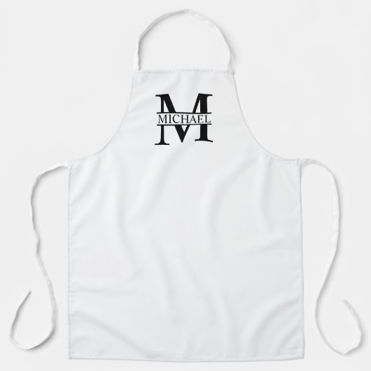 Schwarz-Weiß-Monogramm und Personalisierte Bezeich Schürze (Vorderseite)