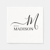 Schwarz-Weiß-Monogramm und Personalisierte Bezeich Serviette (Vorderseite)