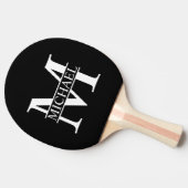Schwarz-Weiß-Monogramm und Personalisierte Bezeich Tischtennis Schläger (Seitenansicht)