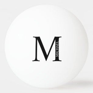 Schwarz-Weiß-Monogramm und Personalisierte Bezeich Tischtennisball