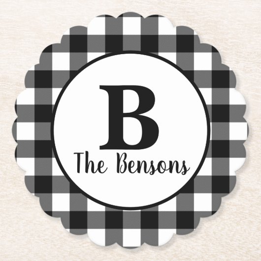 Schwarz-Weiß-Monogramm Untersetzer (Vorderseite)