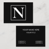 Schwarz-Weiß-Monogramm Visitenkarte (Vorne/Hinten)