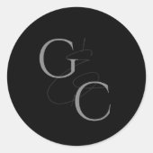 Schwarz-Weiß-Monogramm-Weihnachtsfeier Runder Aufkleber (Vorderseite)