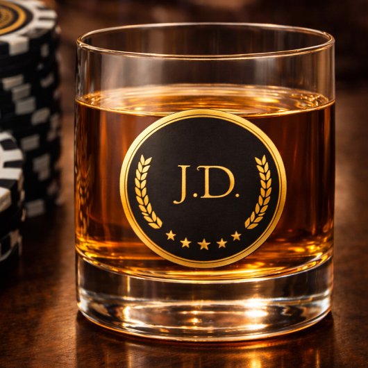 Schwarz-Weiß-Monogramm-Whiskeyglas | Poker Whiskyglas