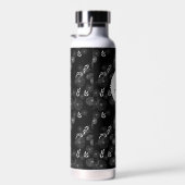 Schwarz-Weiß-Monogramm-Wilddoodles Trinkflasche (Rechts)