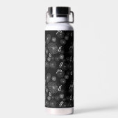 Schwarz-Weiß-Monogramm-Wilddoodles Trinkflasche (Rückseite)