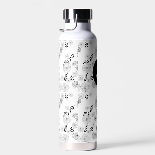 Schwarz-Weiß-Monogramm-Wilddoodles Trinkflasche (Rechts)