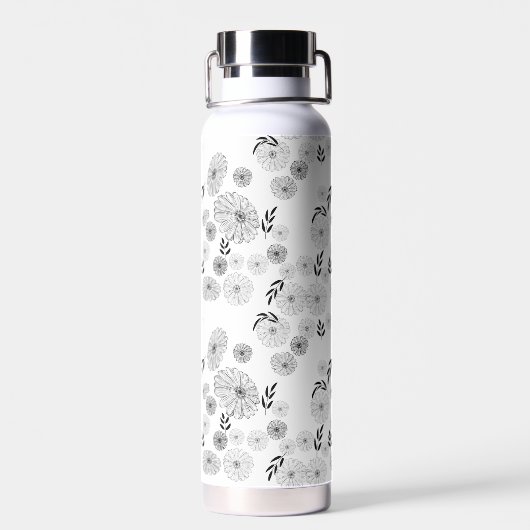 Schwarz-Weiß-Monogramm-Wilddoodles Trinkflasche (Rückseite)