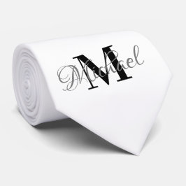 Schwarz-Weiß-Monogrammierer Necktie Krawatte