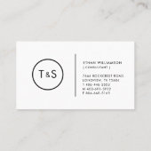 Schwarz-Weiß-Monographie-Minimalistisches Monogram Visitenkarte (Rückseite)