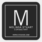 Schwarz-Weiß-Monographie Quadratischer Aufkleber (Vorderseite)