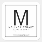 Schwarz-Weiß-Monographie Quadratischer Aufkleber (Vorderseite)