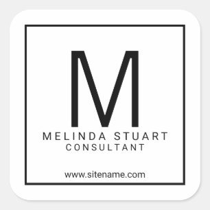 Schwarz-Weiß-Monographie Quadratischer Aufkleber