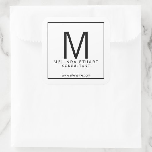 Schwarz-Weiß-Monographie Quadratischer Aufkleber (Tasche)