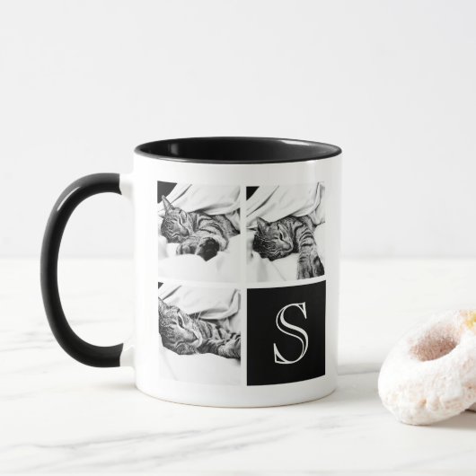 Schwarz-Weiß-Monographie Tasse (Mit Donut)