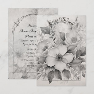 Schwarz-Weiß-Monoton-Goldrahmen für Rosen Save The Date
