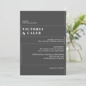 Schwarz-Weiß-Moody Moderne Minimale Hochzeit Einladung (Stehend Vorderseite)