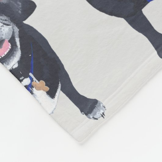 Schwarz-Weiß-Mops-Dog-Fleece-Decken Fleecedecke (Ecke)