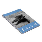 Schwarz-Weiß-Mops-Welpe-Dog Blue-Liebe-Notebook Notizblock (Rechte Seite)