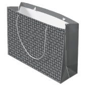 Schwarz-Weiß-Mosaik Große Geschenktüte (Rückseite Schrägansicht)