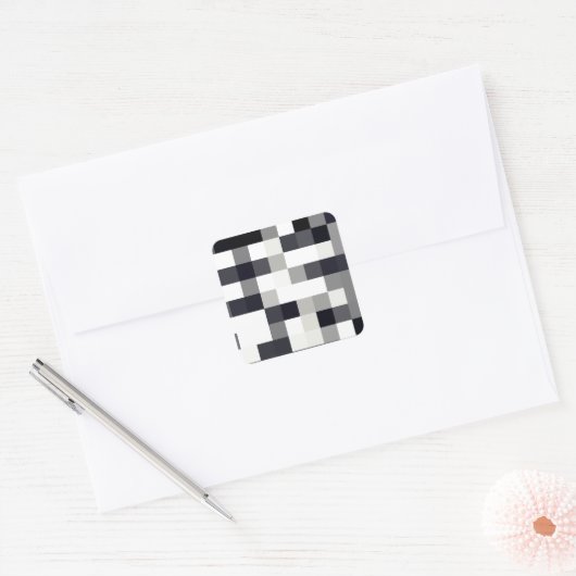 Schwarz-Weiß-Mosaik Quadratischer Aufkleber (Umschlag)