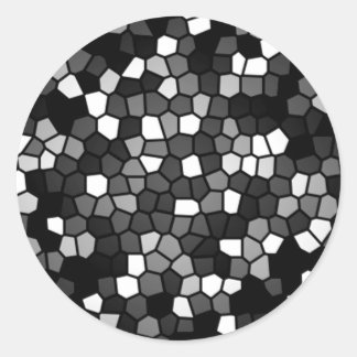 Schwarz-Weiß-Mosaik Runder Aufkleber