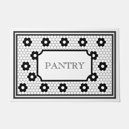 Schwarz-Weiß-Mosaikfliesen-Designpantry Fußmatte (Vorderseite)