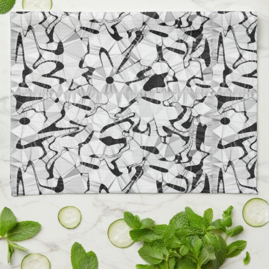 Schwarz-Weiß-Motion-Teetuch Geschirrtuch (Gefaltet)