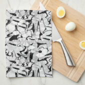 Schwarz-Weiß-Motion-Teetuch Geschirrtuch (Viertel Falte)
