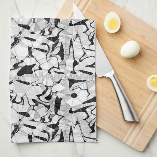 Schwarz-Weiß-Motion-Teetuch Geschirrtuch (Viertel Falte)