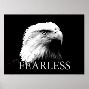 Schwarz-Weiß Motivationsposter Adler ohne Angst Poster
