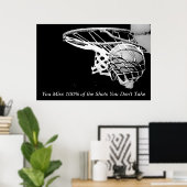 Schwarz-weiß Motivierend Basketball Poster (Heimbüro)