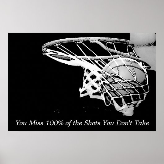 Schwarz-weiß Motivierend Basketball Poster (Vorne)