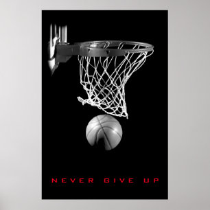 Schwarz Weiß Motivierend Nicht Aufgeben Basketball Poster