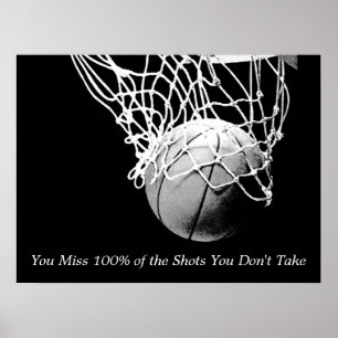 Schwarz/Weiß Motivierend Zitat Basketball-Poster Poster