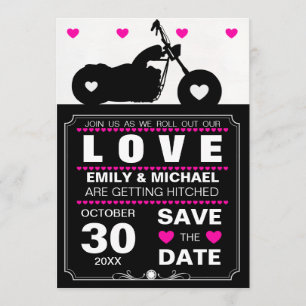 Schwarz-Weiß-Motorrad-Silhouette Save-the-Date-Kar Einladung