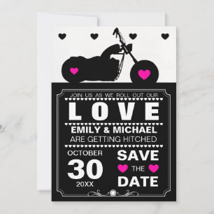 Schwarz-Weiß-Motorrad-Silhouette Save-the-Date-Kar Save The Date