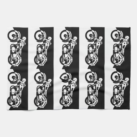 Schwarz-Weiß-Motorrad-Straße Handtuch (Horizontal)