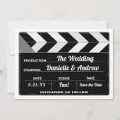 Schwarz-Weiß-Movie Clap Board Hochzeit Save The Date (Vorderseite)