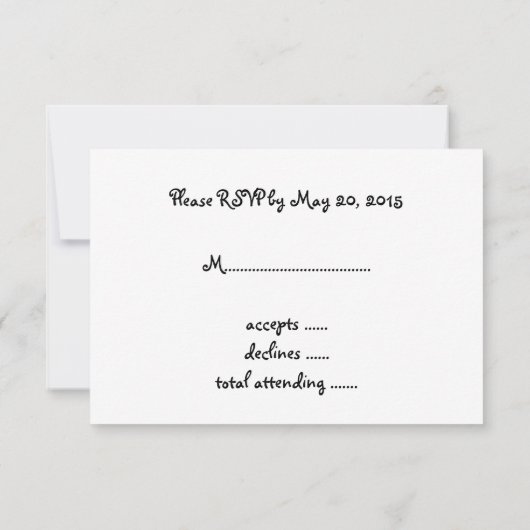 Schwarz-weiß Movie Theme Wedding RSVP Cards (Rückseite)