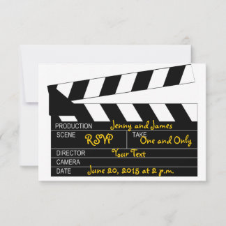 Schwarz-weiß Movie Theme Wedding RSVP Cards